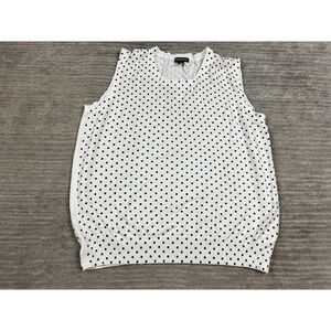 George Sweater Vest Women XL White Black Polka Dot Sleeveless Rayon Blend Casual